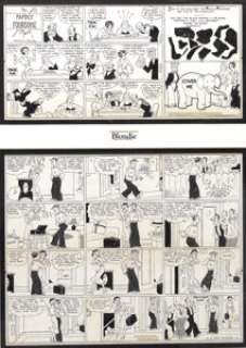 Chic Young - Blondie Sunday Comic Strip Original Art, dated 10-8-33 (King Features Syndicate, 1933). Blondie -