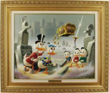 Carl Barks - "Dubious Doings at Dismal Downs" Oil Painting Original Art (1986).  The indomitable -