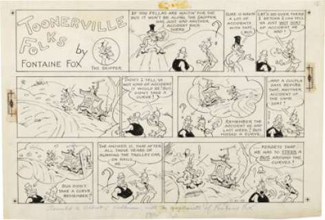Fontaine Fox - Toonerville Folks Sunday Comic Strip Original Art, dated 1-20-52 (McNaught Syndicate, 1952).  The -