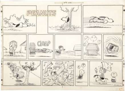 Charles Schulz - Peanuts Sunday Comic Strip Original Art, dated 7-26-59 (United Feature Syndicate, 1959). -