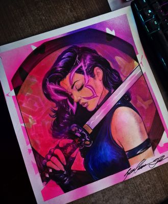 Guilherme Silva - Psylocke - Pinup art by Guilherme Silva - 10,5" x 12"