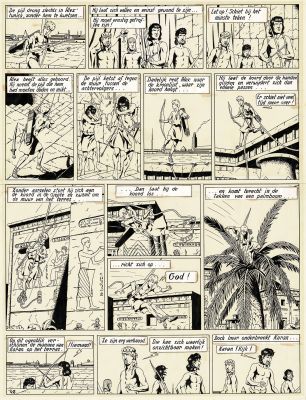 Jacques Martin - Lot 385 - Alix, Le Sphinx d’Or, planche originale à l’encre de chine pour cet album paru en 1956 chez Dargaud.