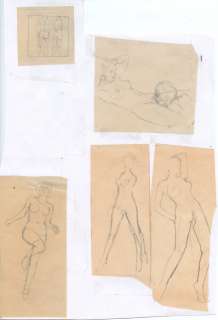 Cuvelier | Ensemble de 5 études de dessin érotique Ã  la… | Millon