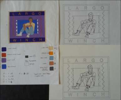 Francq, Philippe | original drawing + copy + colouring  - Ex-Libris  - Largo Winch | Catawiki