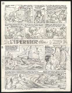 François Walthéry - Planche originale n°5 issue de l‘histoire L‘Épervier bleu scénarisée par Sirius - Natacha