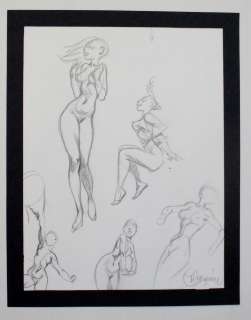 Severin | CROQUIS FEMMES - DESSIN ORIGINALE CRAYON SIGNE - L 20,5 H 26 | The Skull