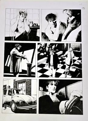Corrado Roi Tavola Originale - Dylan Dog 418 Sally - Vasco Rossi - pag. 13 | Love Original Art