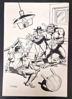 Gamba, Francesco - 1 Original drawing - Tex Willer - "Il mostruoso scimmione Gobo e la perfida Satania" | Catawiki