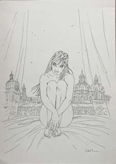 Jim - 1 Original drawing - Une Nuit à Rome - Marie devant le Vatican | Catawiki