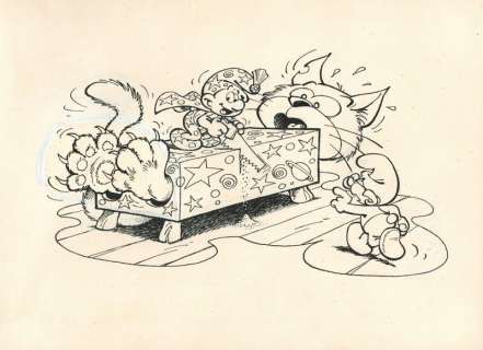 Peyo (Studios). Illustration originale Schtroumpfs | BDEnchères