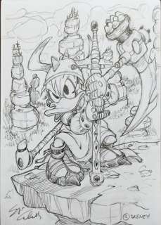 Cabella Sergio - 1 Pencil drawing - Topolino - Paperino guerriero 2 - 2025 | Catawiki