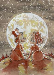 Julian Jordan - 1 Croquis en couleur - Uncle Scrooge - "Big Love Moon" | Catawiki
