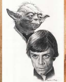 Calibos (Oscar Garcia) - 1 Original drawing - Star Wars: Yoda and Luke Skywalker - Original Drawing - Hand Signed | Catawiki