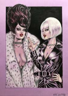 Nik Guerra - 1 Original colour drawing - Lucrezia e Magenta - Out Take “Risate Criminali” - 2024 | Catawiki