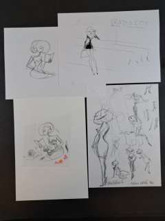 Lapone, Antonio - 4 Original preliminary drawing - La Lettrice, Radio City, Miss Halloween | Catawiki