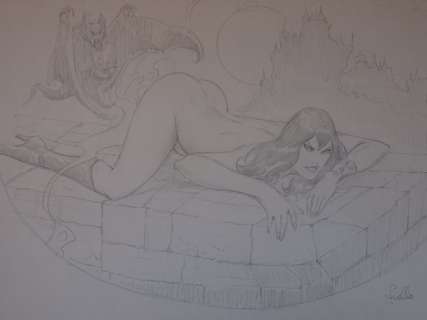 Leone Frollo - 2 Original drawing - Lucifera | Catawiki