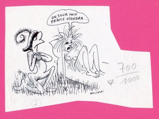 Wolinski, Georges - 1 Original drawing - Un jour mon prince viendra | Catawiki