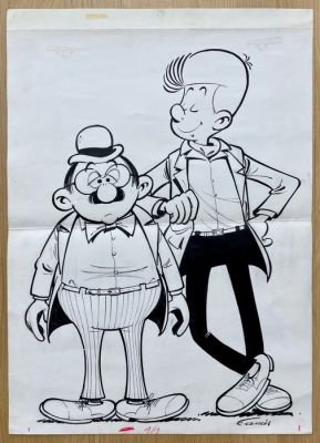 Francis - 1 Original drawing - Marc Lebut et son voisin - Poster Dupuis - 1970 | Catawiki