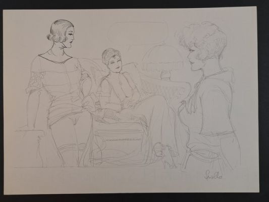 Frollo, Leone - 1 Original preliminary drawing - Mona Street e le Amiche | Catawiki