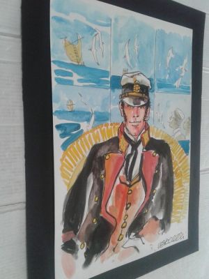 Vercelli, Gino - 1 Original colour drawing - Corto Maltese - Omaggio a Hugo Pratt | Catawiki