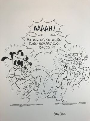Ziche, Silvia - 1 Original drawing - Topolino - Che Aria Tira a Topolinia: Gli Alieni | Catawiki