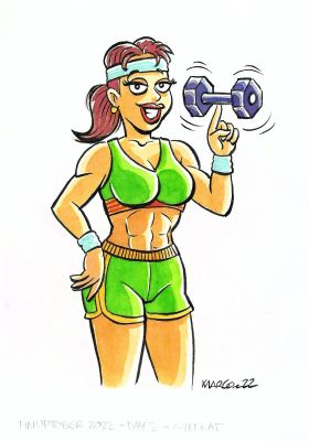 Joan C. Marco | Original drawing: Sexy gym girl – Marco | Origin Of Comics