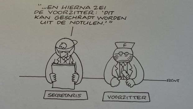 Van Tol, Jean-Marc - 1 Original drawing - Fokke & Sukke - Lezen de notulen van de vorige vergadering voor - 2011 | Catawiki