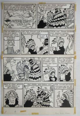 Jef Nys - 1 Original page - Jommeke 41 - Twee halve lappen - openingspagina - 1970 | Catawiki