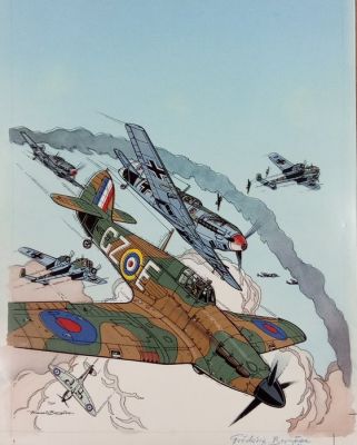 Bergese, Francis - 1 Bleu de coloriage original de couverture - Biggles - 1993