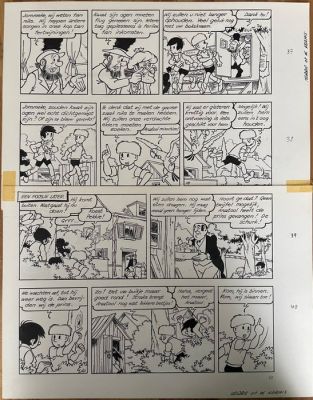Jef Nys, Eric de Rop - 4 Original page - Jommeke - Herrie op de Kermis, 4 laatste pag, 125 Drie in één slag, Jommekes pretboek - 1984 | Catawiki