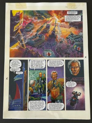 Benet, Manuel - 1 Original colour page - Judge Dredd - Dredd Rides Away - 1993