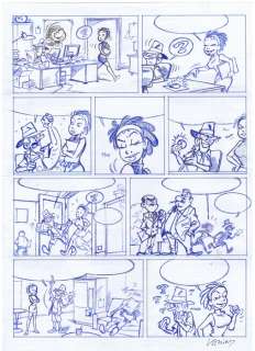 Krings, Jean Marc | Original study in blue pen  - Les Informaticiens | Catawiki