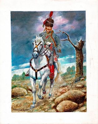 Gallego, Blas - 1 Original drawing - Óleo sobre cartulina - Jinete a caballo | Catawiki