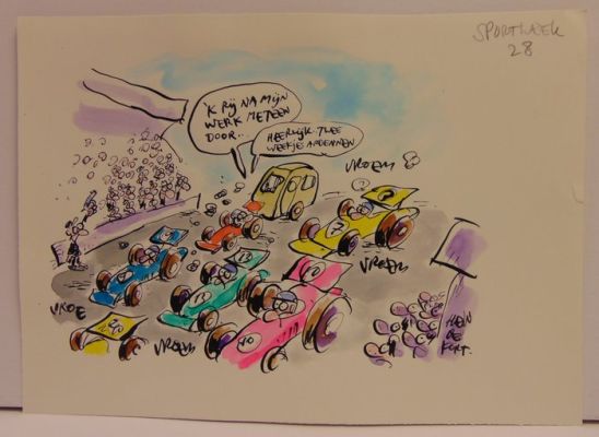 Kort, Hein de - 1 Original drawing - Ik rij na mijn werk meteen door! | Catawiki