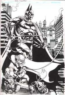 John Stanisci | Batman & Robin on Rooftops Pencil & Ink Commission - Signed - 2011 | Anthony’s Comic Book Art