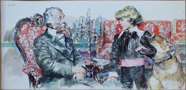 Gianni Renna | Illustrazione per ‘Il Piccolo lord’, Fabbri editori, 1983. Cm. 48 x 23,5. Matita, china, acquarello su cartoncino. | Art e Fumetto