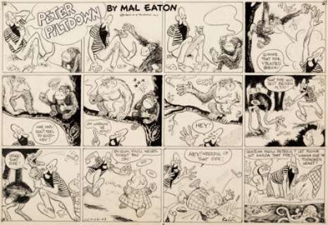 Mal Eaton Peter Piltdown Sunday Comic Strip  Original Art dated 10-24-43 (N. Y. Tribune Inc., 1943). ...
