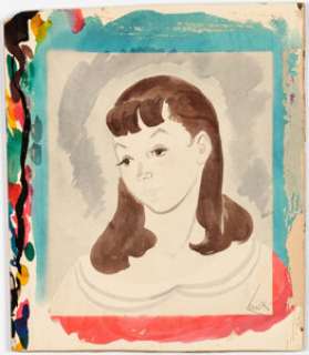 Earl Oliver Hurst - Young Girl Painting Original Art (undated). Lovely image of a young girl, produced in -