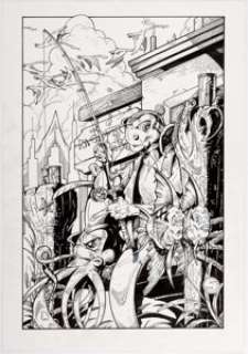 Steve Moncuse The Fish Police #1 - Hairballs Cover Original Art (IDW, 2011). Cover for the trade paperback that - | Heritage