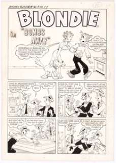 Paul Fung Jr. (attributed) Blondie Comics Monthly #121 Complete 5-Page Story Original Art (Harvey Comics, 1958).... (Total: 5 Original Art)