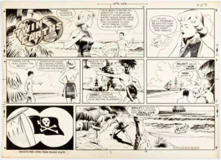 Al McWilliams Twin Earths Sunday Comic Strip Original Art dated 4-14-57 (United Features Syndicate, 1957). - | Heritage