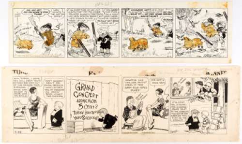 Tubby and Muggs and Skeeter Daily Comic Strip Original Art Group of 2 (King Features/United Features Syndicate, c. -