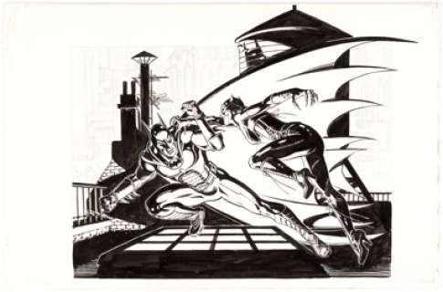 José Luis GarcÃ­a-LÃ³pez - Batman and Catwoman Illustration Original Art (DC, c. 1992).... | Heritage