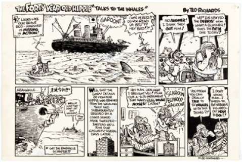 Ted Richards The Forty-Year-Old Hippie Underground Comic Strip Original Art Group of 9 (1977). ... (Total: 9 Original Art) | Heritage