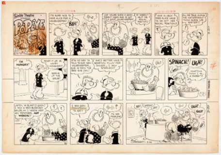Bud Sagendorf Thimble Theatre starring Popeye Sunday Comic Strip Original Art dated 3-20-60 (King Features Syndica... | Heritage