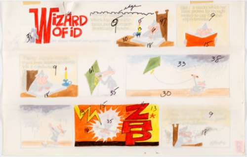 Brant Parker and Johnny Hart The Wizard of Id Daily Comic Strip Original Art and Color Guide dated 3-5-78 (Field, ... (Total: 2 Original Art) | Heritage