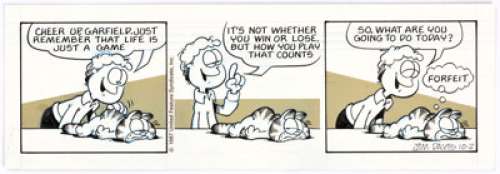 Jim Davis Garfield Daily Comic Strip Original Art dated 10-2-87 (United Feature Syndicate, 1987). Life is a game, - | Heritage