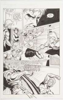 Ron Lim and Paul Abrams The Badger #45 Story Page 17 Original Art (First Comics, 1989)....