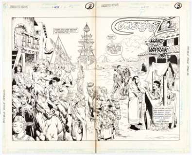 Rags Morales and Dave Simons - Forgotten Realms Comic Book #2 Double Splash Page 2-3 Original Art (DC, 1989).