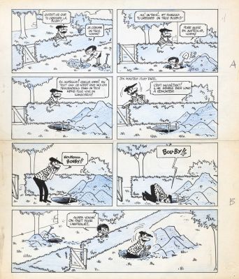 Jijé - Gillain (Benoît) | Lot 092 - Bouby, planche gag à l’encre de Chine et au… | AZ auction
